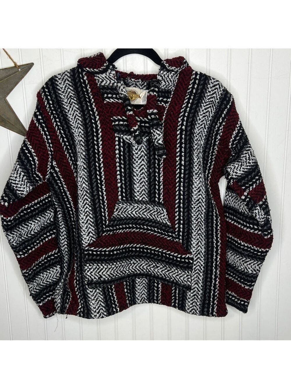 Earth Ragz Mexican Hoodie in Red, Black, and White Size Large